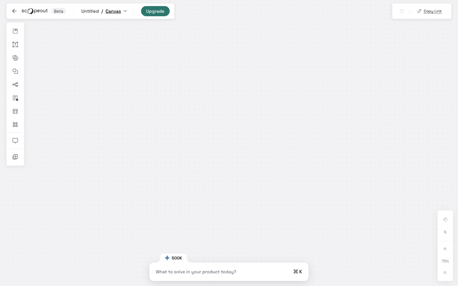 Scopeout canvas mapping the free plan upgrade path and the weekly free to paid trend